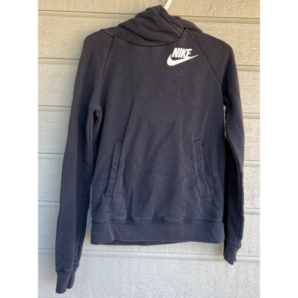 Nike Essentials Womens Nike Cross Funnel Neck Hoodie Sweatshirt Sz Small Swoosh - Picture 1 of 6